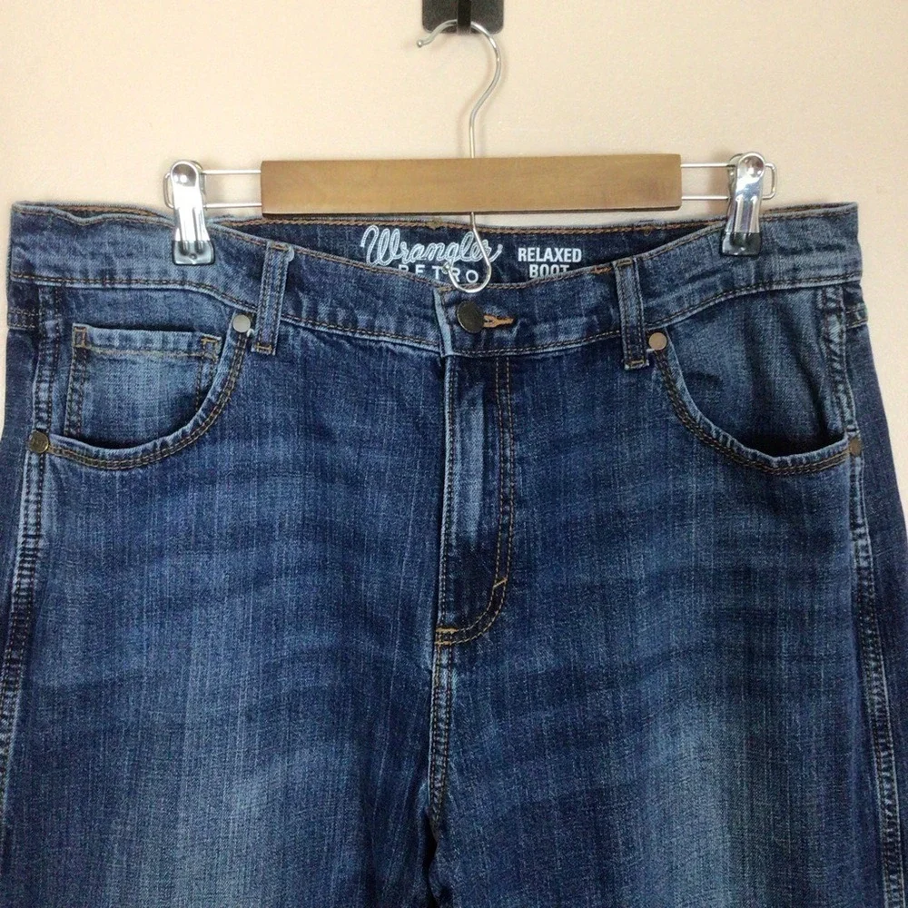 Mens Wrangler Blue Relaxed Boot Jeans Classic Style Size 36/32